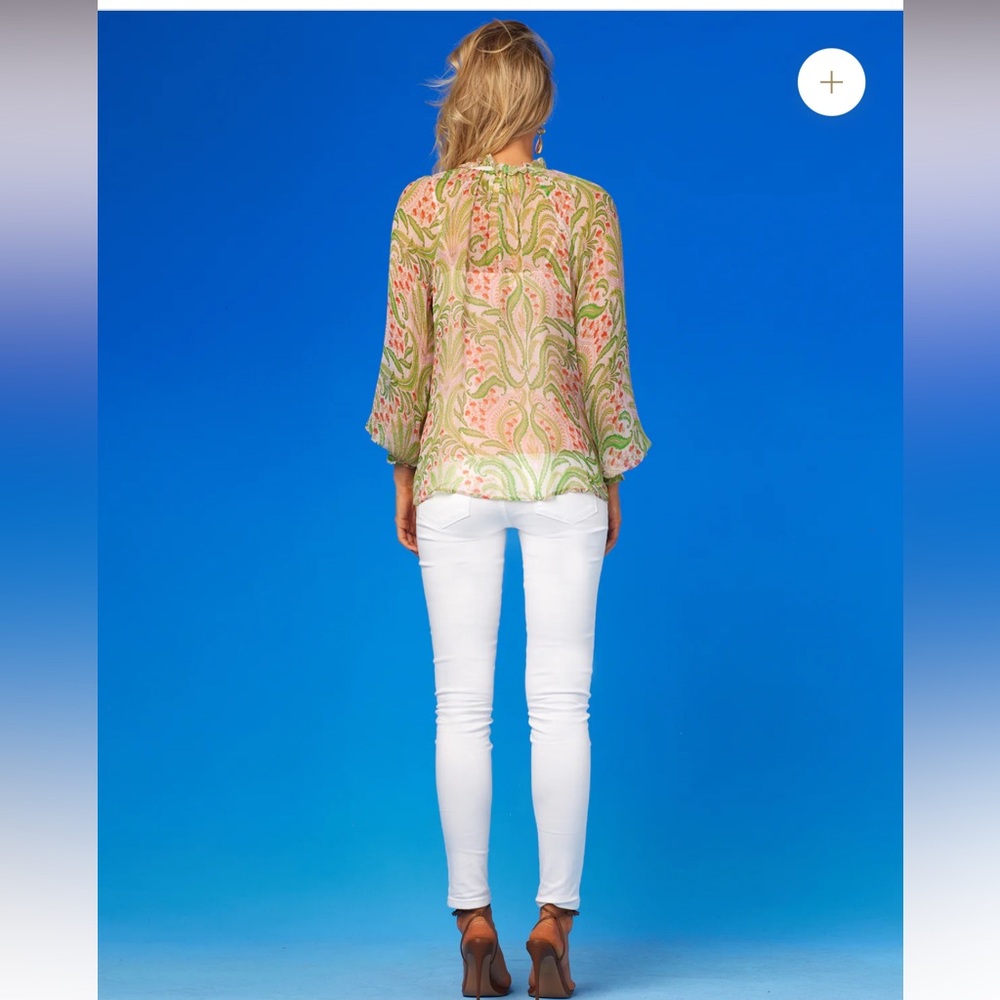 Nicoblu ARTEMISIA CHIFFON BLOUSE IN DELICATE FERNS chiffon top L - Picture 4 of 11